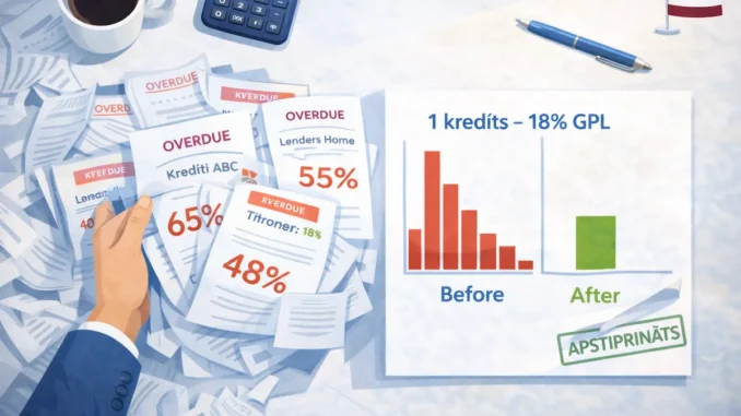 Kredītu refinansēšana bez ķīlas Latvijā – apvieno dārgos kredītus vienā