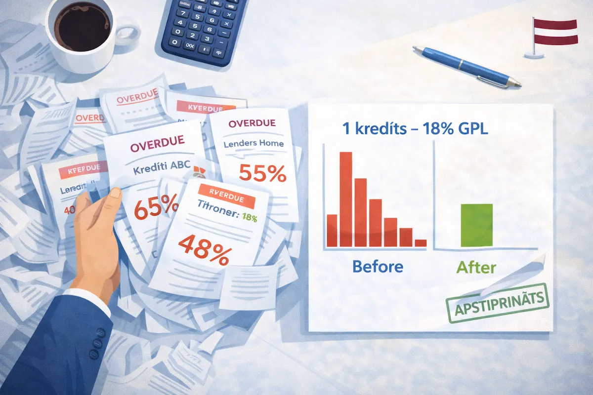 Kredītu refinansēšana bez ķīlas Latvijā – apvieno dārgos kredītus vienā